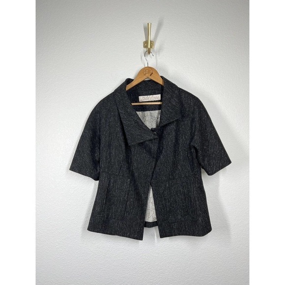 Lela Rose Womens Tweed Jacket Blazer Size 6 Wool Blend Short Sleeves - Picture 1 of 6